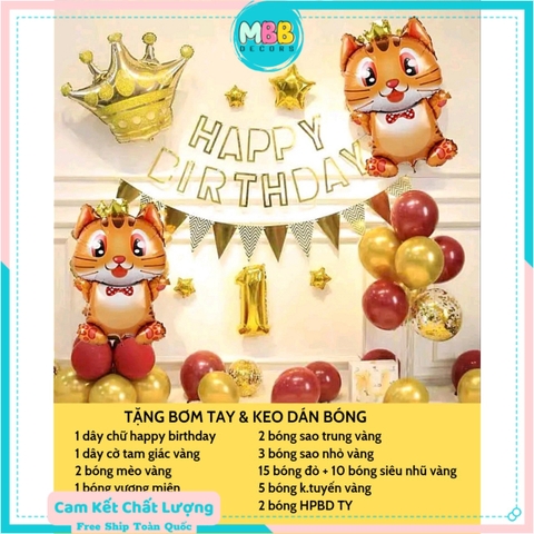 et Trang Trí Sinh Nhật Tuổi Mèo Cho Bé SET 02