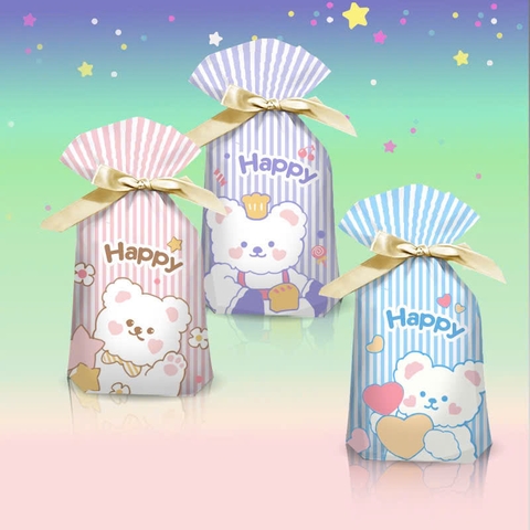 Set 10 Cái Túi Chia Quà, Bánh Kẹo Sinh Nhật Cho Các Bé, Túi Đựng Bánh Kích Thước  17x29cm Thỏ Răng Thỏ