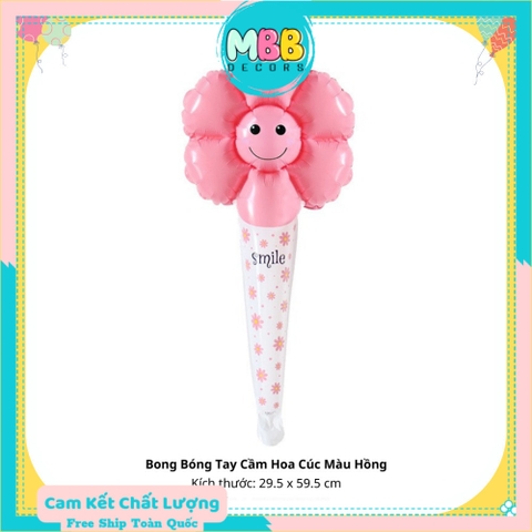 [TẶNG ỔNG THỔI] Bong Bóng Tay Cầm Hoa Cúc Mặt Cười, Bong Bóng Phao Cài Tóc Hoa Cúc Trang Trí Chụp Ảnh Sinh Nhật