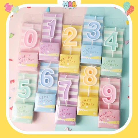 Nến số sinh nhật màu Pastel