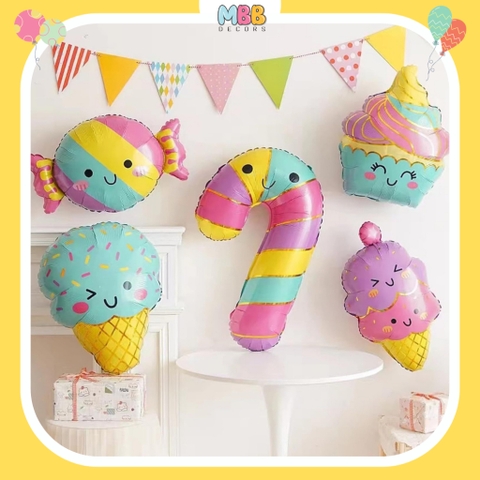 Bong Bóng Hình Bánh Kẹo Ngọt Màu Pastel Dễ Thương