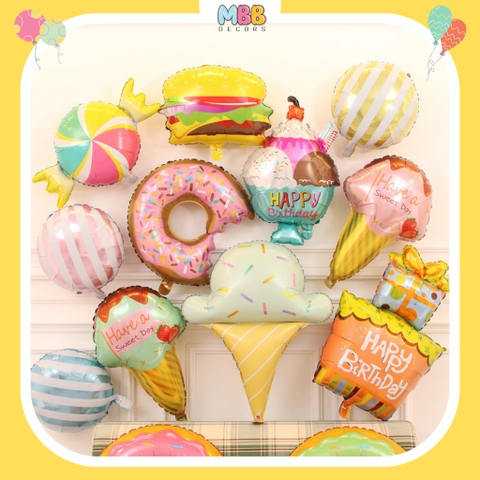 Bong Bóng Hình Bánh Kẹo Ngọt Màu Pastel Dễ Thương
