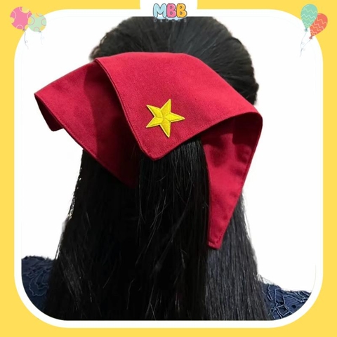 1 CÁI Scrunchies Cờ Đỏ Sao Vàng - phụ kiện buộc tóc cờ đỏ sao vàng ngôi sao thêu, phối khăn cờ đỏ sao vàng