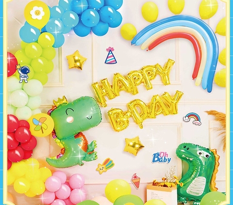 Set sinh nhật chủ đề 2 chú khủng long + chữ Happy BDay 9187