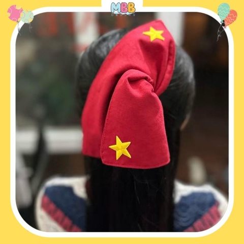 1 CÁI Scrunchies Cờ Đỏ Sao Vàng - phụ kiện buộc tóc cờ đỏ sao vàng ngôi sao thêu, phối khăn cờ đỏ sao vàng
