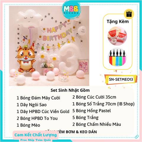 Set Trang Trí Sinh Nhật Tuổi Mèo Cho Bé SET MÈO 13
