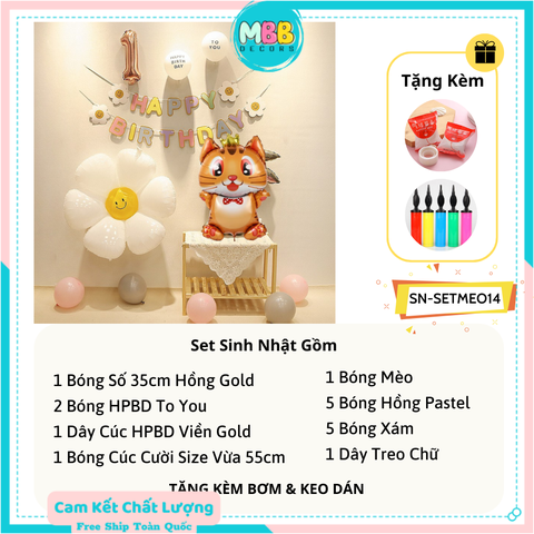 Set Trang Trí Sinh Nhật Tuổi Mèo Cho Bé SET MÈO 14