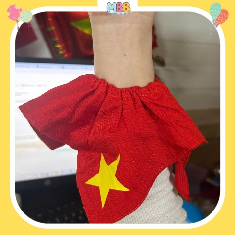 1 CÁI Scrunchies Cờ Đỏ Sao Vàng - phụ kiện buộc tóc cờ đỏ sao vàng ngôi sao thêu, phối khăn cờ đỏ sao vàng