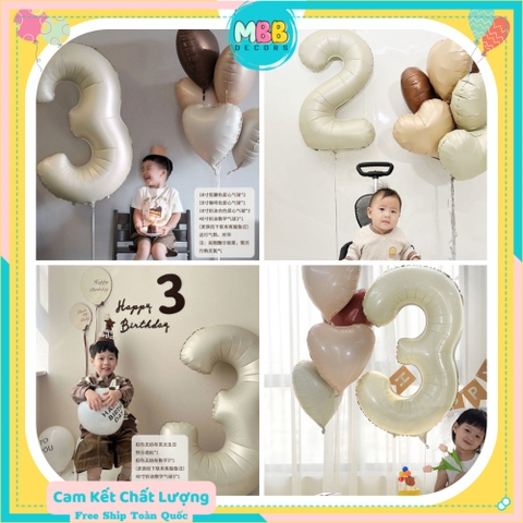 [TPHCM-TẶNG ỐNG THỔI] Bóng Số Sinh Nhật Màu Trắng Kem Tông Hàn Quốc Cao 70cm Chụp Ảnh Sinh Nhật Sang Đẹp