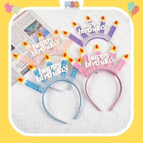 Cài Tóc Sinh Nhật, Bờm Sinh Nhật Happy Birthday Gắn Nến