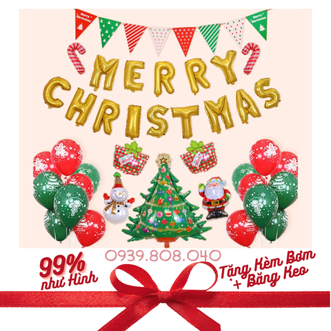 Trang Trí Giáng Sinh Noel - Set Bóng Trang Trí Giáng Sinh Noel Merry Chirstmast Nhiều Kiểu Dáng