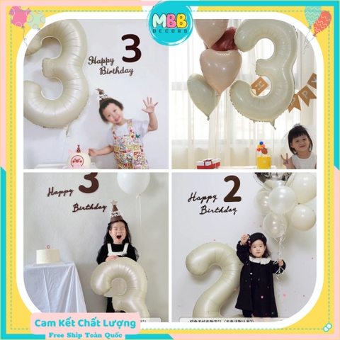 [TPHCM-TẶNG ỐNG THỔI] Bóng Số Sinh Nhật Màu Trắng Kem Tông Hàn Quốc Cao 70cm Chụp Ảnh Sinh Nhật Sang Đẹp