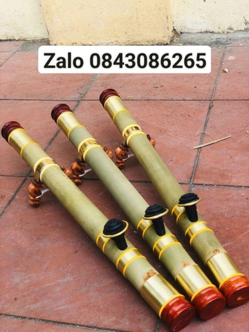 Điếu nứa bọc đồng trơn miệng đế gỗ