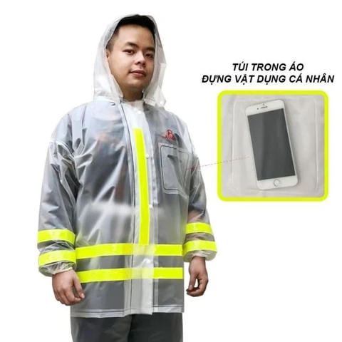 Áo Mưa Bộ Rando Màu Trong Suốt Phản Quang