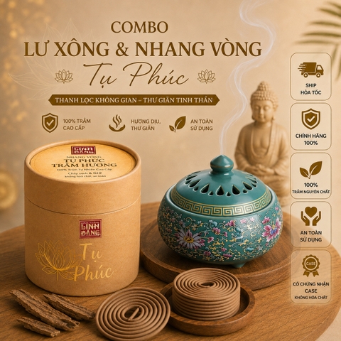 Nhang Vòng Trầm Hương Cao Cấp Tụ Phúc 4H Kèm Lư Gốm – Bộ Đốt Trầm Sẵn Dùng Thơm Đậm Lưu Hương Lâu
