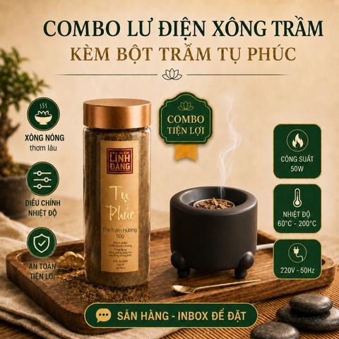 Combo Bột Trầm Tụ Phúc + Lư Điện An Toàn  – Combo Tiện Dụng cho Văn Phòng, Không gian kín