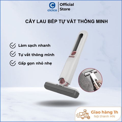Cây lau bếp tự vắt, cây lau bếp mini LK01,  cây lau bếp đa năng, lau bàn bếp, cửa kinh, gấp gọn tiện dụng