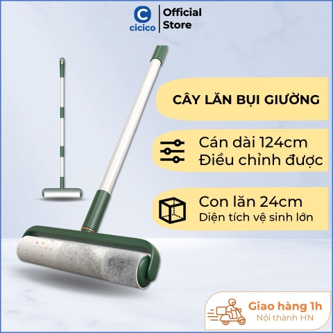 Cây lăn bụi giường cán dài kèm lõi lăn bụi 24cm, lăn bụi sàn nhà, giường nệm, thảm, rèm.