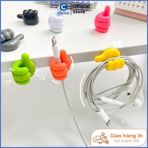 Móc dán tường treo đồ DECOR hình bàn tay, kẹp giữ cáp sạc, tai nghe hình bàn tay tiện lợi, dễ thương