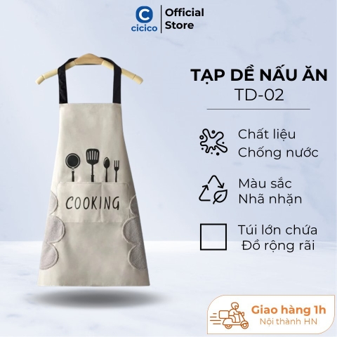 Tạp dề nấu ăn vải chống thấm nước Cicico T012.
