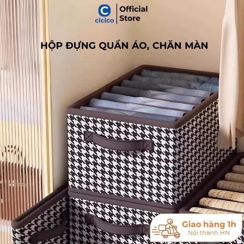Hộp Đựng Quần Áo Khung Thép HD01, Hộp Vải Đựng Đồ Đa Năng Gấp Gọn, Giúp Sắp Xếp Quần Áo, Chăn Màn Gọn Gàng