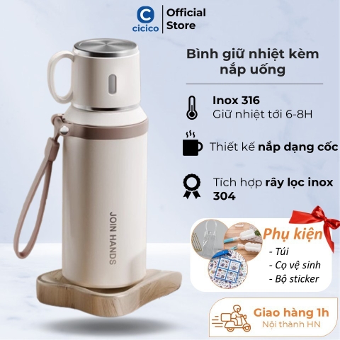 Bình giữ nhiệt có rây lọc trà tiện lợi TC-601, ly giữ nhiệt 800ml lõi bình inox 316 cao cấp, giữ nhiệt nóng lạnh 8-12H