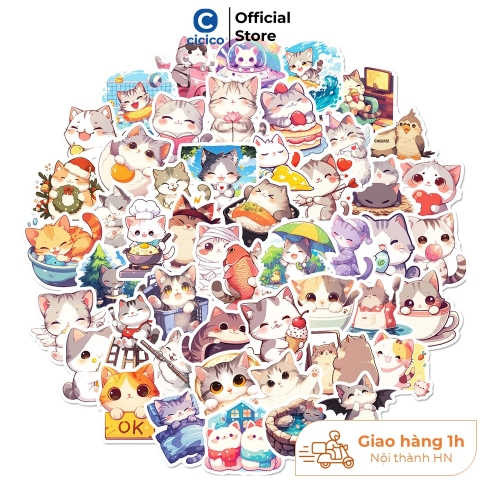 Set sticker trang trí cute, miếng dán đề can vinyl chống thấm nước, miếng dán graffiti dán laptop, bình nước, nhật ký