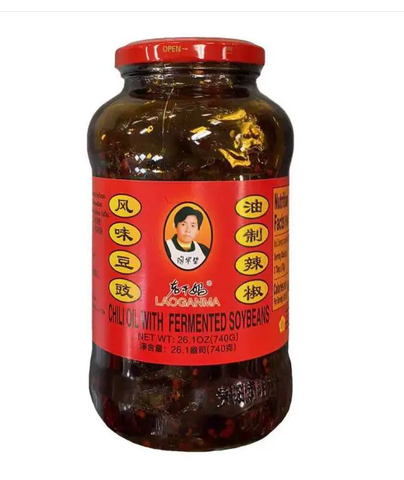 Dầu Ớt Vị Tàu Xì Hiệu Laoganma, Trọng lượng: 740g/lọ, Quy cách: 12lọ/thùng