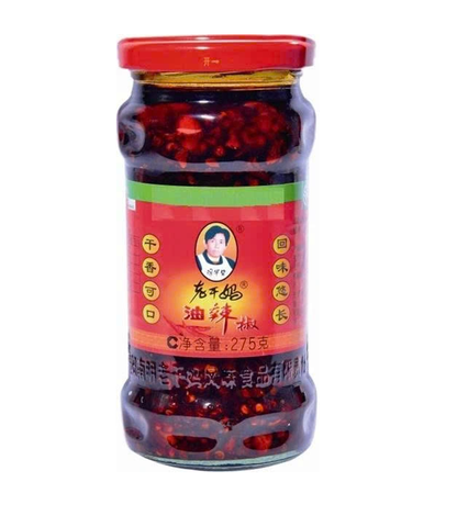 Dầu ớt đậu phộng hiệu Laoganma, Trọng lượng 275gr/lọ, Quy cách: 24 lọ/thùng