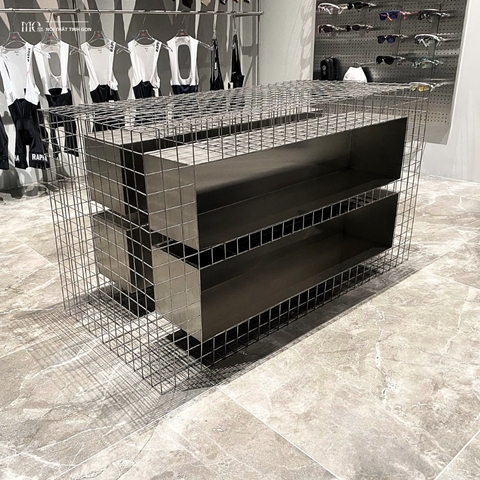 Raw Mesh Glass Dining Table - Bàn trưng bày Raw – mặt kính + lưới Inox