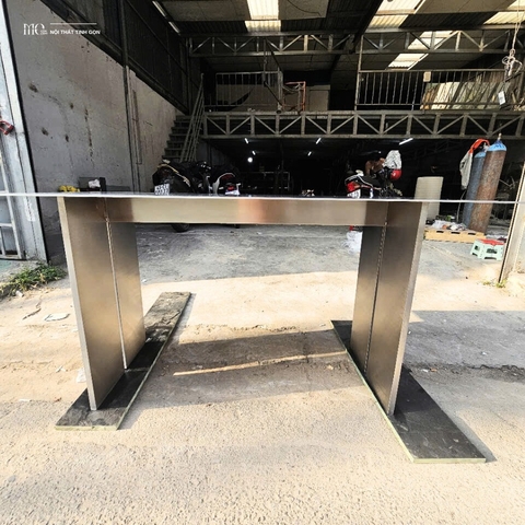Heavy-Frame Inox Dining Table 1500 - Bàn ăn lớn Inox khung dày