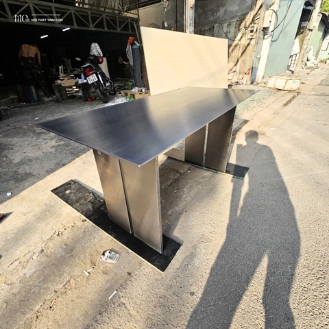 Heavy-Frame Inox Dining Table 1500 - Bàn ăn lớn Inox khung dày