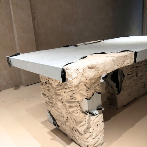 Faux-Stone Painted Steel Dining Table - Bàn ăn Inox sơn giả đá