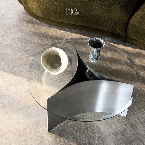 Trio Curve Glass Dining Table - Bàn ăn kính Trio Curve