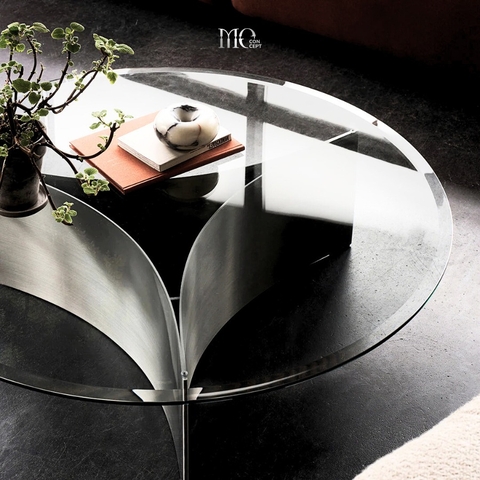 Trio Curve Glass Dining Table - Bàn ăn kính Trio Curve