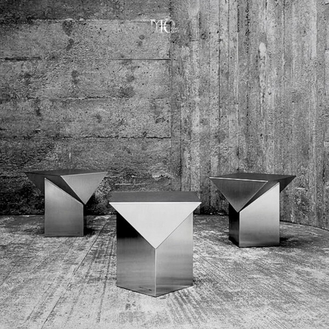 Stainless Steel Cube Table – Crystal | Hairline Finish - Bàn Inox Crystal – Hoàn thiện Hairline
