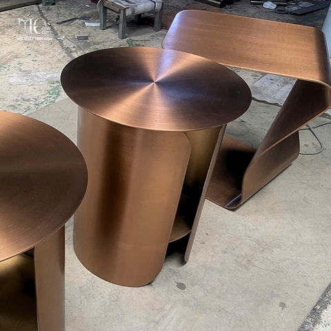 PVD Brushed Side Table 400 - Bàn phụ Inox mạ PVD
