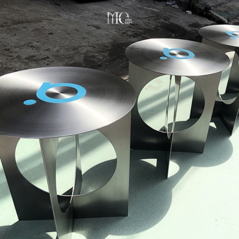 Bàn tròn inox 304 hiệu ứng ly tâm / Centric Stainless Side Table