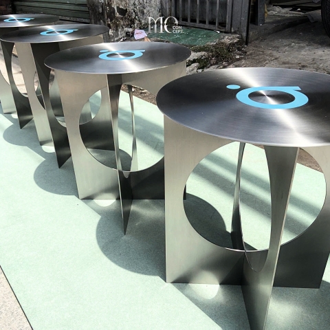 Bàn tròn inox 304 hiệu ứng ly tâm / Centric Stainless Side Table