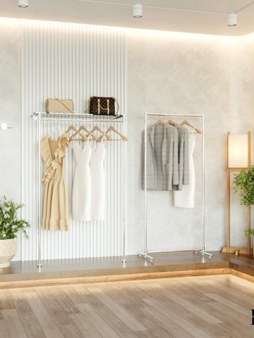 Moling Stand Stainless Steel Clothing Rack Menimum - Sào đơn nhỏ gọn decor inox304 lắp ráp thẩm mỹ