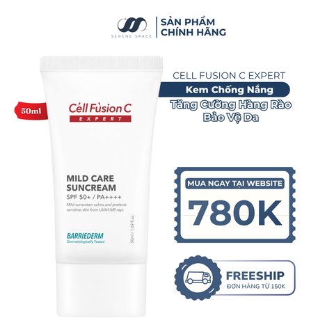 Kem Chống Nắng Vật Lý Tăng Cường Hàng Rào Bảo Vệ Da Cell Fusion C Expert Barriederm Mild Care Suncream SPF 50+/ PA++++ Serene Space Sản Phẩm Chính Hãng