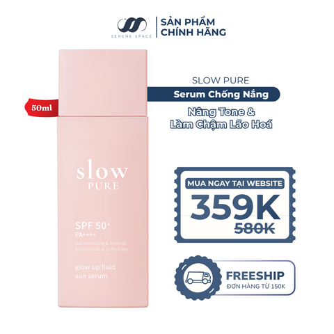 Kem Chống Nắng Nâng Tone Chứa Niacinamide & 13 Loại Peptide Slowpure Glow Up Fluid Sun Serum Serene Space Sản Phẩm Chính Hãng