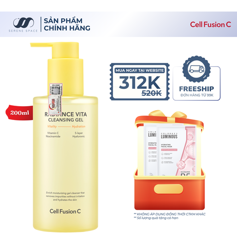 Gel Rửa Mặt Làm Sáng & Dưỡng Ẩm Da Cell Fusion C Radiance Vita Cleansing Gel Serene Space Sản Phẩm Chính Hãng