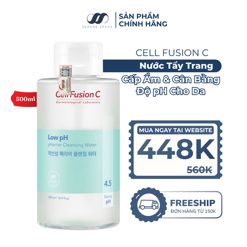 Nước Tẩy Trang Rửa Mặt Cấp Ẩm Cân Bằng độ pH Trên Da Cell Fusion C Low pH Pharrier Cleansing Water Serene Space Sản Phẩm Chính Hãng