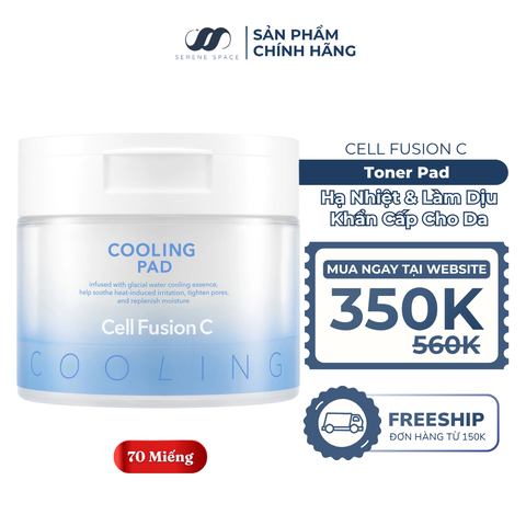 Toner Pad Làm Lạnh Hạ Nhiệt - 5.7 Độ & Làm Dịu Da Cháy Nắng Ửng Đỏ Khẩn Cấp Cell Fusion C Cooling Pad Serene Space Sản Phẩm Chính Hãng