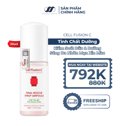 Ampoule Kiểm Soát Dầu & Dưỡng Sáng Da Nhờn Mụn Xỉn Màu Cell Fusion C Final Rescue Syrup Ampoule Serene Space Sản Phẩm Chính Hãng