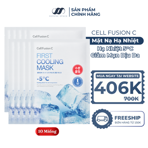 [10 MIẾNG] Mặt Nạ Hạ Nhiệt - 5 Độ & Làm Dịu Da Ửng Đỏ Cháy Nắng Cell Fusion C First Cooling Mask Serene Space Sản Phẩm Chính Hãng