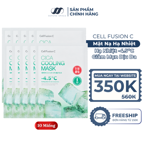 [10 MIẾNG] Mặt Nạ Rau Má Hạ Nhiệt -4.5 Độ Giảm Mụn & Làm Dịu Da Ửng Đỏ Cháy Nắng Cell Fusion C Cica Cooling Mask Serene Space Sản Phẩm Chính Hãng