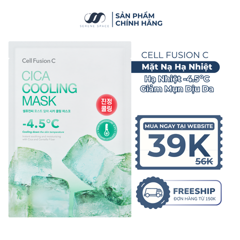Mặt Nạ Rau Má Hạ Nhiệt -4.5 Độ Giảm Mụn & Làm Dịu Da Ửng Đỏ Cháy Nắng Cell Fusion C Cica Cooling Mask Serene Space Sản Phẩm Chính Hãng