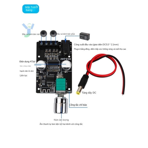 Mạch khuyếch đại âm thanh bluetooth  5-24V 50W*2